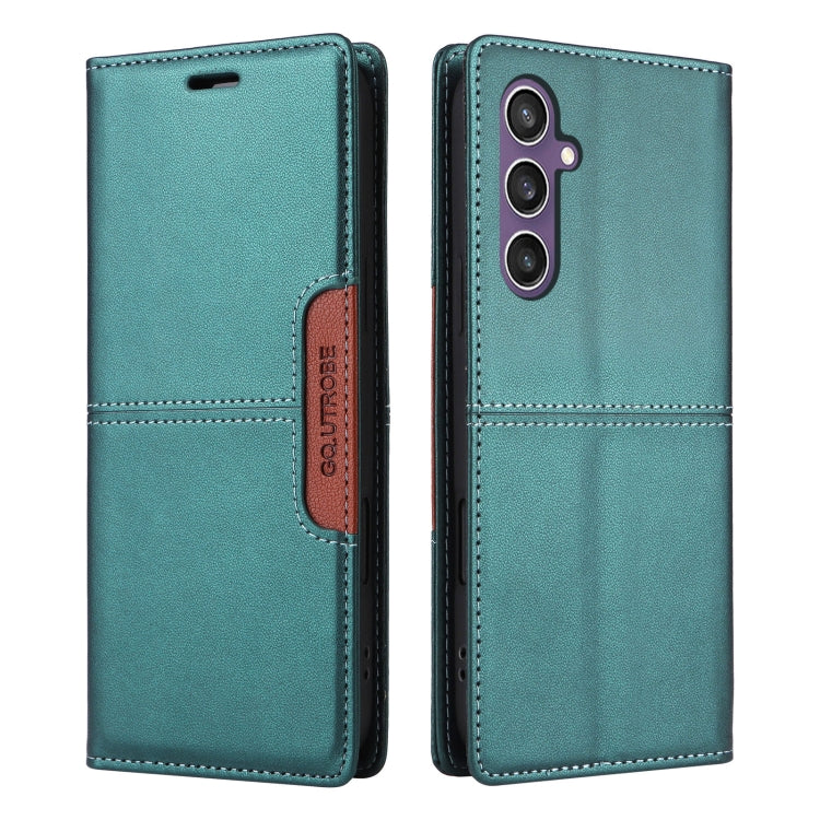 For Samsung Galaxy S24 5G GQUTROBE G01 RFID Anti-theft Leather Phone Case(Green)
