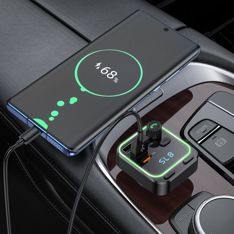 Borofone BC53 Highway PD20W & QC3.0 Car Bluetooth FM Transmitter(Black)