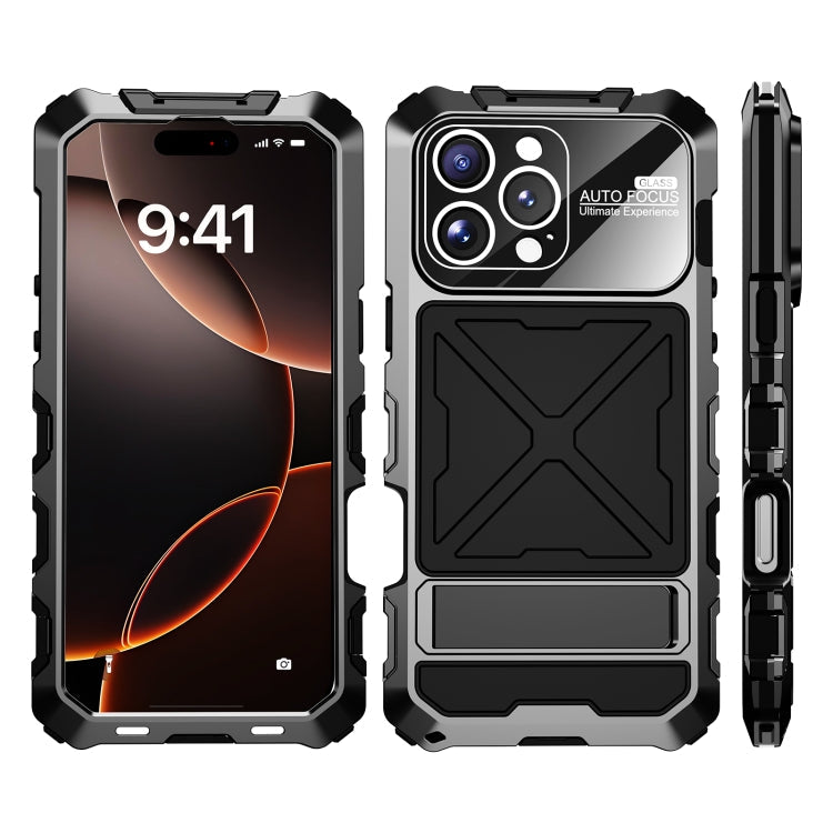 For iPhone 16 Pro Max R-JUST Life Waterproof Dustproof Shockproof Phone Case(Black)
