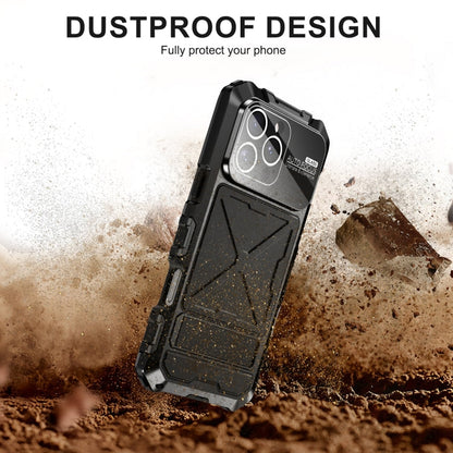 For iPhone 16 Pro Max R-JUST Life Waterproof Dustproof Shockproof Phone Case(Black)