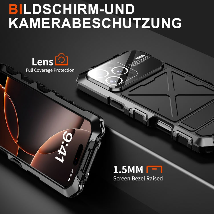 For iPhone 16 Pro Max R-JUST Life Waterproof Dustproof Shockproof Phone Case(Black)