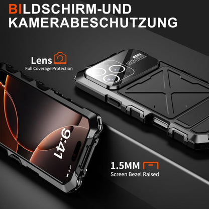 For iPhone 16 Pro Max R-JUST Life Waterproof Dustproof Shockproof Phone Case(Black)