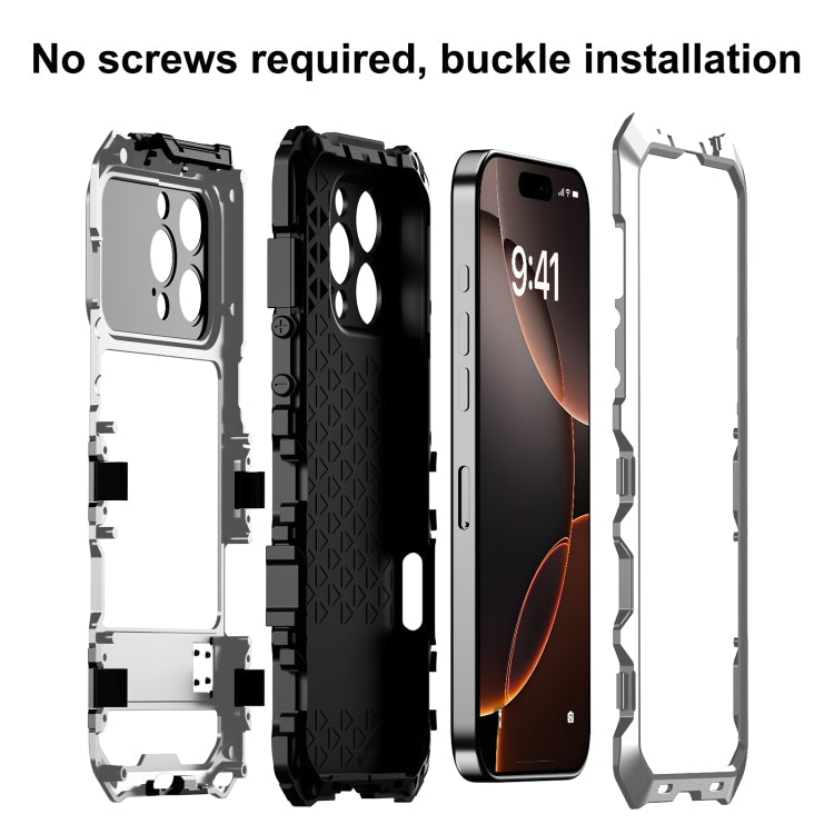 For iPhone 16 Pro R-JUST Life Waterproof Dustproof Shockproof Phone Case(Silver)