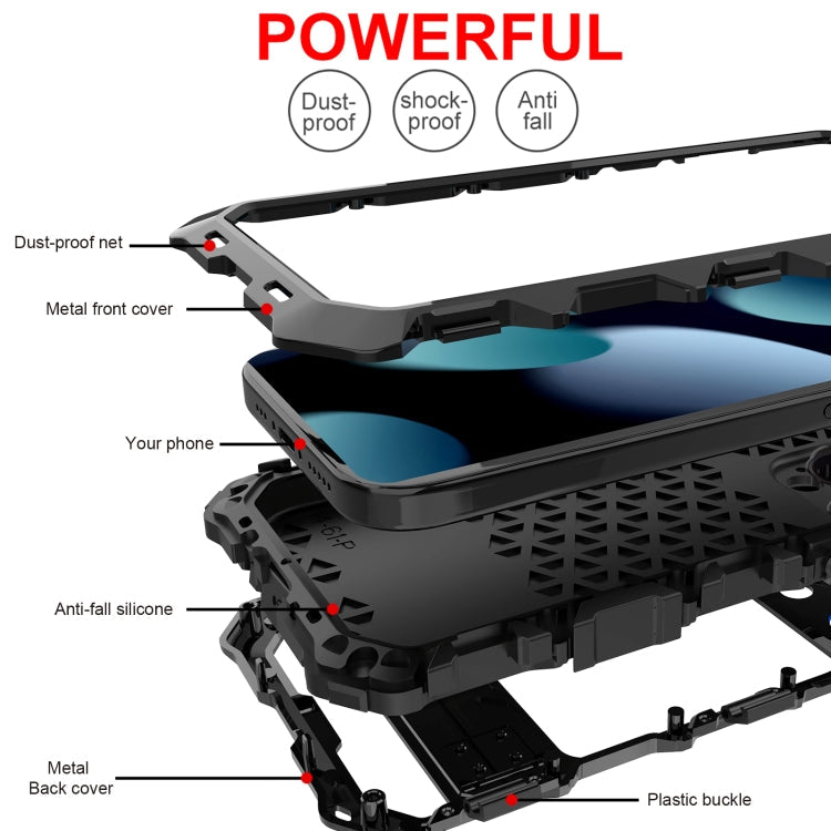 For iPhone 15 Pro R-JUST Life Waterproof Dustproof Shockproof Phone Case(Black)