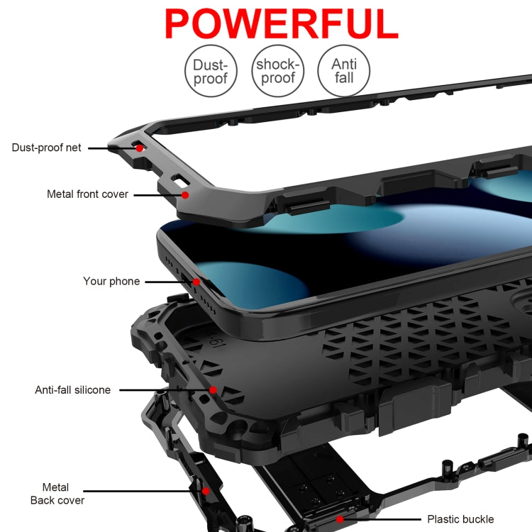 For iPhone 15 Plus R-JUST Life Waterproof Dustproof Shockproof Phone Case(Black)