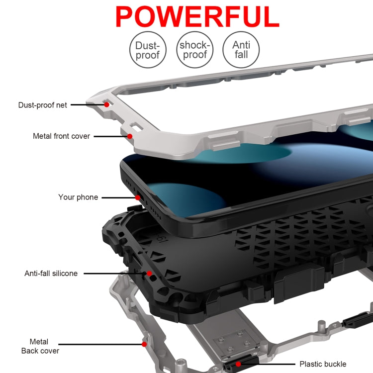 For iPhone 15 Plus R-JUST Life Waterproof Dustproof Shockproof Phone Case(Silver)