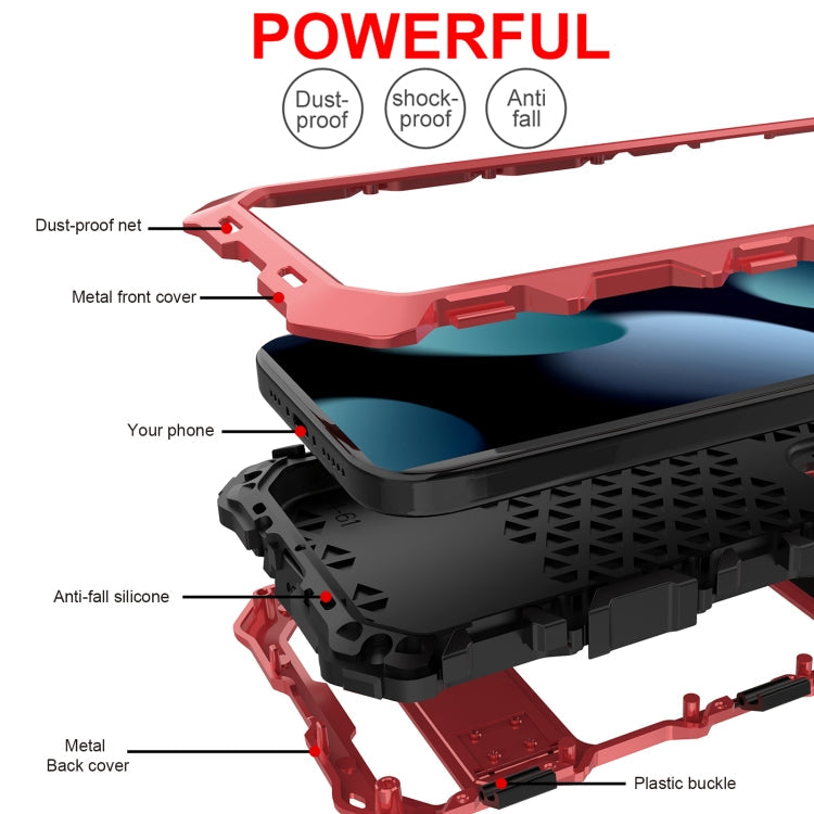 For iPhone 15 R-JUST Life Waterproof Dustproof Shockproof Phone Case(Red)