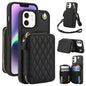 For iPhone 11 AwQuer Crossbody Zipper Wallet Rhombic Leather Back Phone Case(Black)