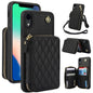 For iPhone XR AwQuer Crossbody Zipper Wallet Rhombic Leather Back Phone Case(Black)
