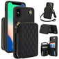 For iPhone XS Max AwQuer Crossbody Zipper Wallet Rhombic Leather Back Phone Case(Black)