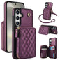 For Samsung Galaxy S24 / S25 5G AwQuer Crossbody Zipper Wallet Rhombic Leather Back Phone Case(Dark Purple)
