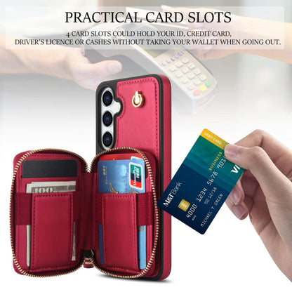 For Samsung Galaxy S24+ / S25+ 5G AwQuer Crossbody Zipper Wallet Rhombic Leather Back Phone Case(Red)
