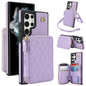 For Samsung Galaxy S23 Ultra 5G AwQuer Crossbody Zipper Wallet Rhombic Leather Back Phone Case(Purple)