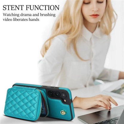 For Samsung Galaxy S23 5G AwQuer Crossbody Zipper Wallet Rhombic Leather Back Phone Case(Green)