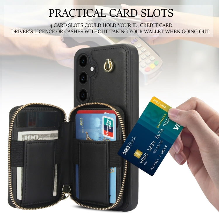 Pour Samsung Galaxy S23 FE 5G Étui de téléphone arrière en cuir losange à fermeture éclair AwQuer Crossbody (Noir)