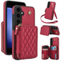 For Samsung Galaxy S23 FE 5G AwQuer Crossbody Zipper Wallet Rhombic Leather Back Phone Case(Red)