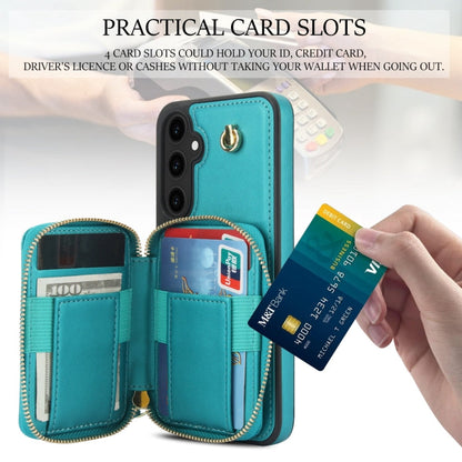 For Samsung Galaxy S23 FE 5G AwQuer Crossbody Zipper Wallet Rhombic Leather Back Phone Case(Green)