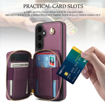 For Samsung Galaxy S23 FE 5G AwQuer Crossbody Zipper Wallet Rhombic Leather Back Phone Case(Dark Purple)