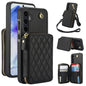 For Samsung Galaxy A55 5G AwQuer Crossbody Zipper Wallet Rhombic Leather Back Phone Case(Black)