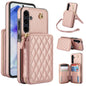 For Samsung Galaxy A55 5G AwQuer Crossbody Zipper Wallet Rhombic Leather Back Phone Case(Rose Gold)