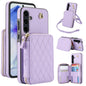 For Samsung Galaxy A55 5G AwQuer Crossbody Zipper Wallet Rhombic Leather Back Phone Case(Purple)