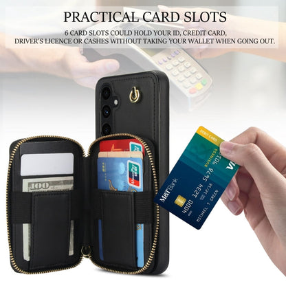 For Samsung Galaxy A54 4G / 5G AwQuer Crossbody Zipper Wallet Rhombic Leather Back Phone Case(Black)