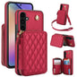For Samsung Galaxy A54 4G / 5G AwQuer Crossbody Zipper Wallet Rhombic Leather Back Phone Case(Red)