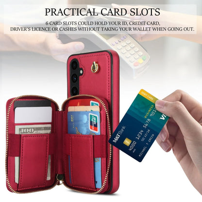 For Samsung Galaxy A54 4G / 5G AwQuer Crossbody Zipper Wallet Rhombic Leather Back Phone Case(Red)