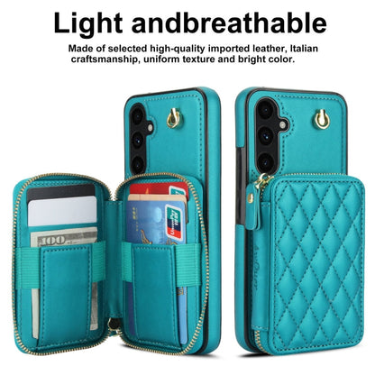 For Samsung Galaxy A54 4G / 5G AwQuer Crossbody Zipper Wallet Rhombic Leather Back Phone Case(Green)