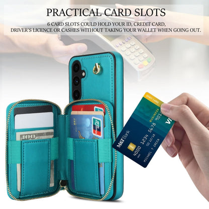 For Samsung Galaxy A54 4G / 5G AwQuer Crossbody Zipper Wallet Rhombic Leather Back Phone Case(Green)