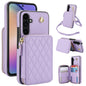 For Samsung Galaxy A54 4G / 5G AwQuer Crossbody Zipper Wallet Rhombic Leather Back Phone Case(Purple)