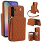 For Samsung Galaxy A54 4G / 5G AwQuer Crossbody Zipper Wallet Rhombic Leather Back Phone Case(Brown)