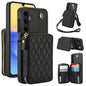 For Samsung Galaxy A15 4G / 5G AwQuer Crossbody Zipper Wallet Rhombic Leather Back Phone Case(Black)