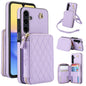 For Samsung Galaxy A15 4G / 5G AwQuer Crossbody Zipper Wallet Rhombic Leather Back Phone Case(Purple)