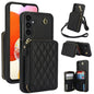 For Samsung Galaxy A14 4G / 5G AwQuer Crossbody Zipper Wallet Rhombic Leather Back Phone Case(Black)