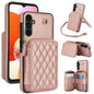 For Samsung Galaxy A14 4G / 5G AwQuer Crossbody Zipper Wallet Rhombic Leather Back Phone Case(Rose Gold)