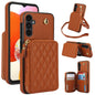 For Samsung Galaxy A14 4G / 5G AwQuer Crossbody Zipper Wallet Rhombic Leather Back Phone Case(Brown)