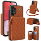 For Samsung Galaxy A13 4G / 5G AwQuer Crossbody Zipper Wallet Rhombic Leather Back Phone Case(Brown)