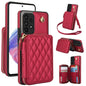 For Samsung Galaxy A53 4G / 5G AwQuer Crossbody Zipper Wallet Rhombic Leather Back Phone Case(Red)