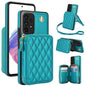 For Samsung Galaxy A53 4G / 5G AwQuer Crossbody Zipper Wallet Rhombic Leather Back Phone Case(Green)