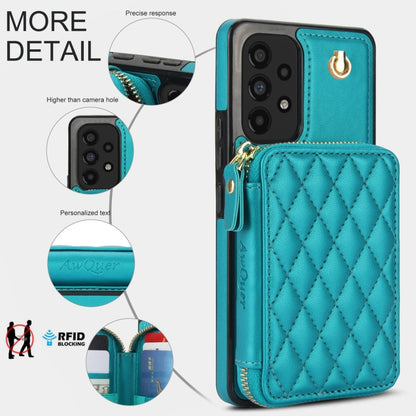 For Samsung Galaxy A53 4G / 5G AwQuer Crossbody Zipper Wallet Rhombic Leather Back Phone Case(Green)
