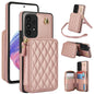 For Samsung Galaxy A53 4G / 5G AwQuer Crossbody Zipper Wallet Rhombic Leather Back Phone Case(Rose Gold)