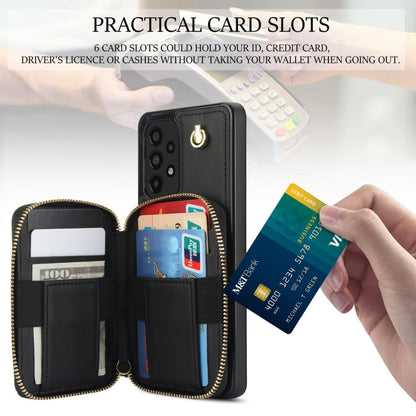 For Samsung Galaxy A73 4G / 5G AwQuer Crossbody Zipper Wallet Rhombic Leather Back Phone Case(Black)