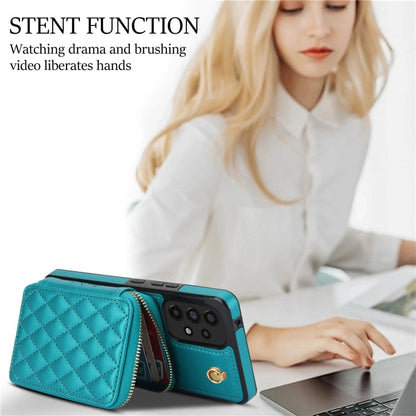 For Samsung Galaxy A73 4G / 5G AwQuer Crossbody Zipper Wallet Rhombic Leather Back Phone Case(Green)