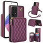 For Samsung Galaxy A73 4G / 5G AwQuer Crossbody Zipper Wallet Rhombic Leather Back Phone Case(Dark Purple)