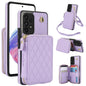 For Samsung Galaxy A73 4G / 5G AwQuer Crossbody Zipper Wallet Rhombic Leather Back Phone Case(Purple)