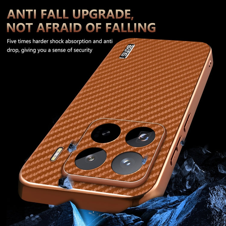 For Xiaomi 15 Pro AZNS Electroplated Edge Carbon Fiber Texture Phone Case(Blue)
