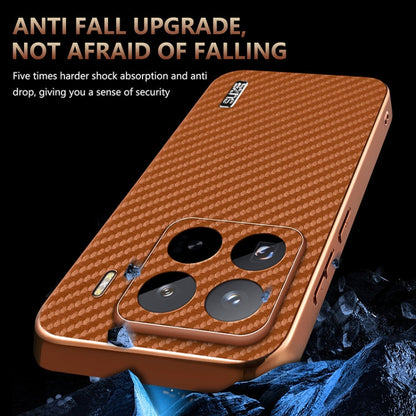 For Xiaomi 15 Pro AZNS Electroplated Edge Carbon Fiber Texture Phone Case(Blue)