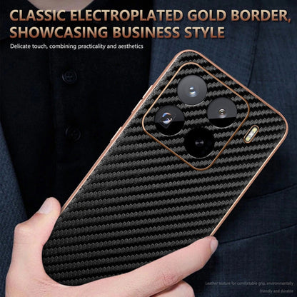 For Xiaomi 15 Pro AZNS Electroplated Edge Carbon Fiber Texture Phone Case(Blue)