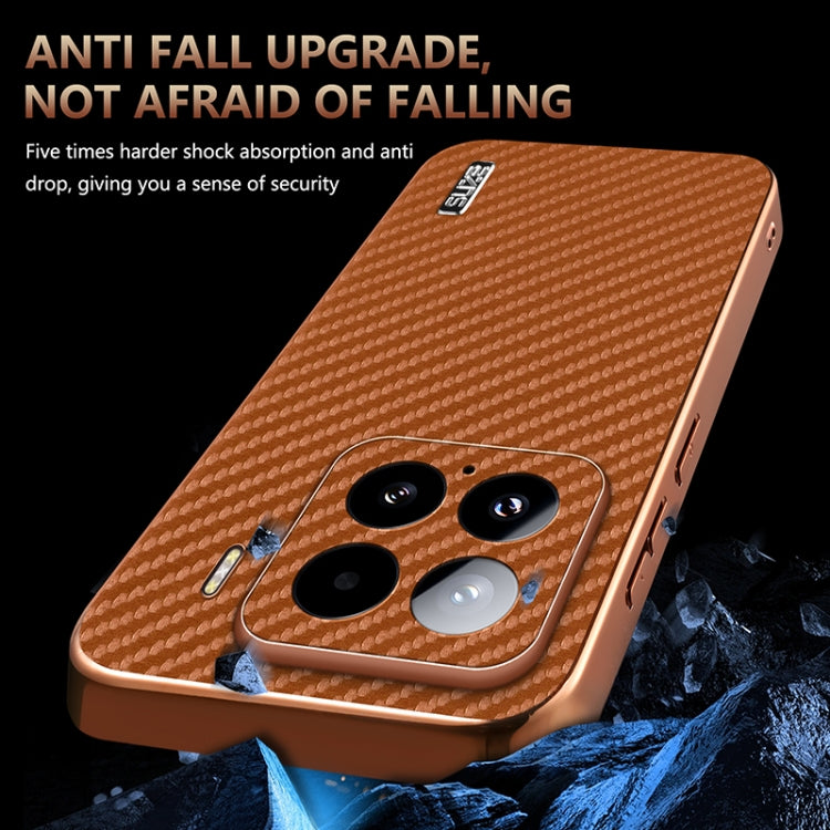 For Xiaomi 15 AZNS Electroplated Edge Carbon Fiber Texture Phone Case(Blue)
